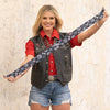 Fringe Twilly-Black Turquoise and Conchos