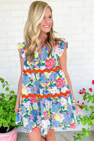 
              Floral Ric Rac Flutter Sleeve Dress
            