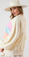 
              Spring Stripes Cut Edge Sweatshirt
            