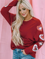 
              Sequined Heart Sleeves Valentine Top
            