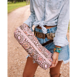 Pink Medallion Cluster Hot Tool Bag