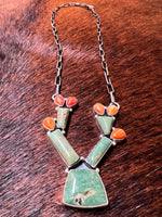 
              T Y Green Kingman & Spiny Cactus Necklace
            