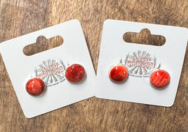 Red Spiny Stud SS Earrings
