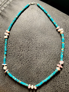 Turquoise/Conch Nugget/Beaded Necklace