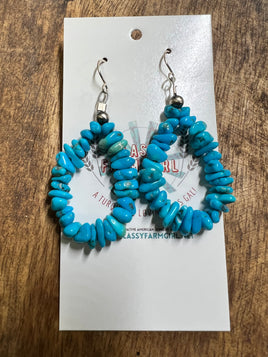 Turquoise Nugget Hoop Earrings