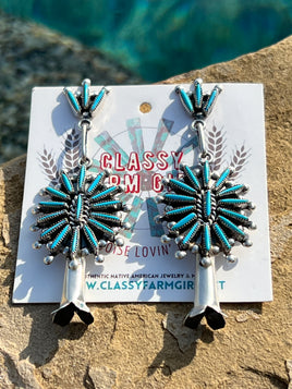 LC Weatsa Zuni Cluster Squash Dangle Post Earrings