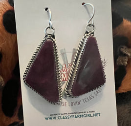 Virginia Becenti Purple Spiny Drop SS Earrings