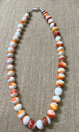 Orange Spiny Pearl SS Necklace
