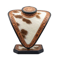 
              Tooled Leather & Cowhide Necklace Display
            
