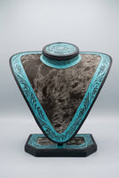 
              Turquoise Tooled Leather & Cowhide Necklace Display
            