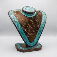 
              Turquoise Tooled Leather & Cowhide Necklace Display
            