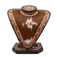 
              Tooled Leather & Cowhide Necklace Display
            