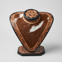 
              Tooled Leather & Cowhide Necklace Display
            