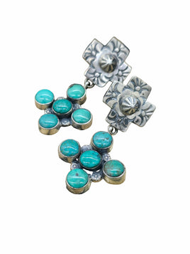 Rosella Paxton Santa Fe Turquoise Cross Stamped Post Earrings