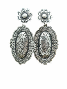 Leander Tahe Oval Stamped Earrings