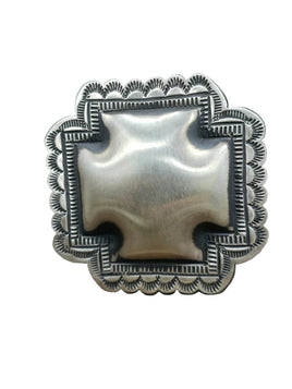 Leander Tahe Santa Fe Cross Adjustable Stamped Sterling Silver Ring