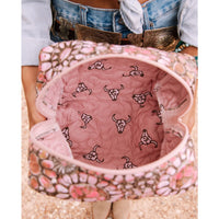
              Pink Medallion Cluster Large Make Up Bag
            