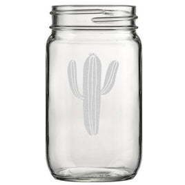 Cactus Etched Mason Jar Glassware