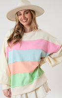 
              Spring Stripes Cut Edge Sweatshirt
            