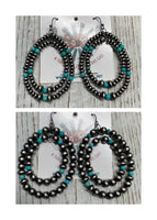 
              Saucer Pearl & Turquoise Double Hoop SS Earrings
            
