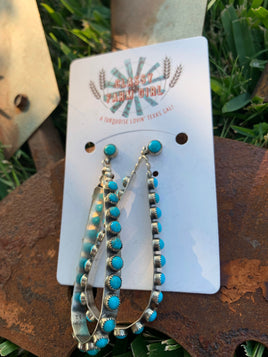 Turquoise Teardrop Hoop Earrings