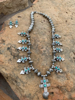 
              Buffalo Dancer Liberty Dime SS Squash Blossom & Earrings
            