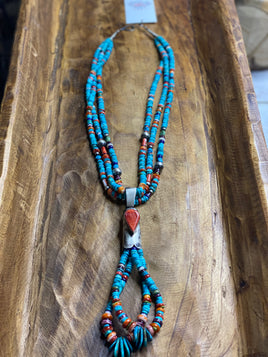 Daniel Coriz 3 Strand Handmade Pearl & Multi Stone Jacla Necklace