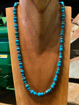 Turquoise & Saucer Pearl Necklace