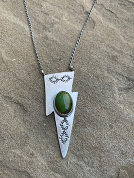 Clarenen Yazzie Green Kingman Lightning Bolt Necklace