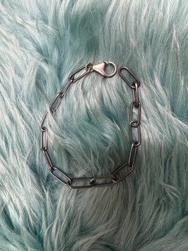 Paper Clip Oxidized Sterling Silver Bracelet