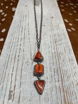 Dave Skeets Orange Spiny Lariat Necklace