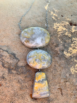 T. Skeets Bumble Bee Jasper 3 Stone Lariat