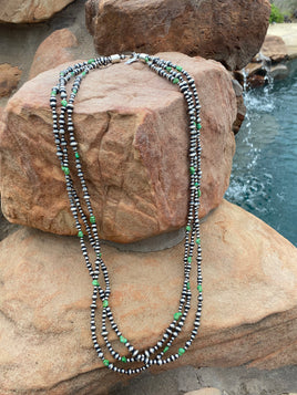 3 Strand 36" Sonoran & SS Pearl Necklace