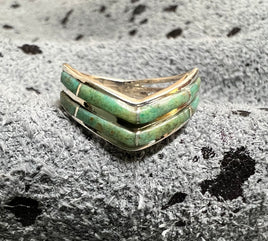 Andrew Enrico Chevron Kingman Inlay SS Ring