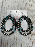 
              Saucer Pearl & Turquoise Double Hoop SS Earrings
            