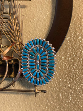 P Begay Turquoise Cluster SS Ring