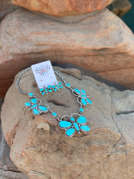 Diane LonJose Campoitos Turquoise Butterfly Lariat & Earring Set