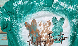 3 Western Bunny Happy Easter Bleached Tee