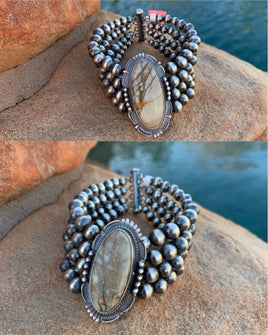 Mary Vandever 7 mm 4 strand Pearl Boulder Bracelet
