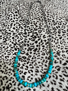 Turquoise Rondelle & Pearls SS Necklace