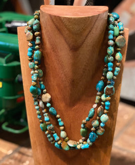 3 Strand Turquoise Nugget Necklace