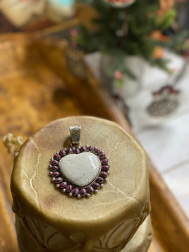 James Martin Fossilized Coral & Purple Spiny Heart Pendant
